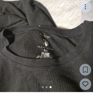 Ralph Lauren Black Waffle-Knit Sleep Top